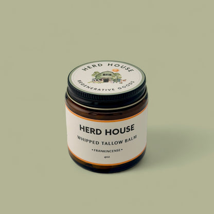 Regenerative whipped tallow balm made with grass-fed beef tallow for nourishing dry, sensitive skin.