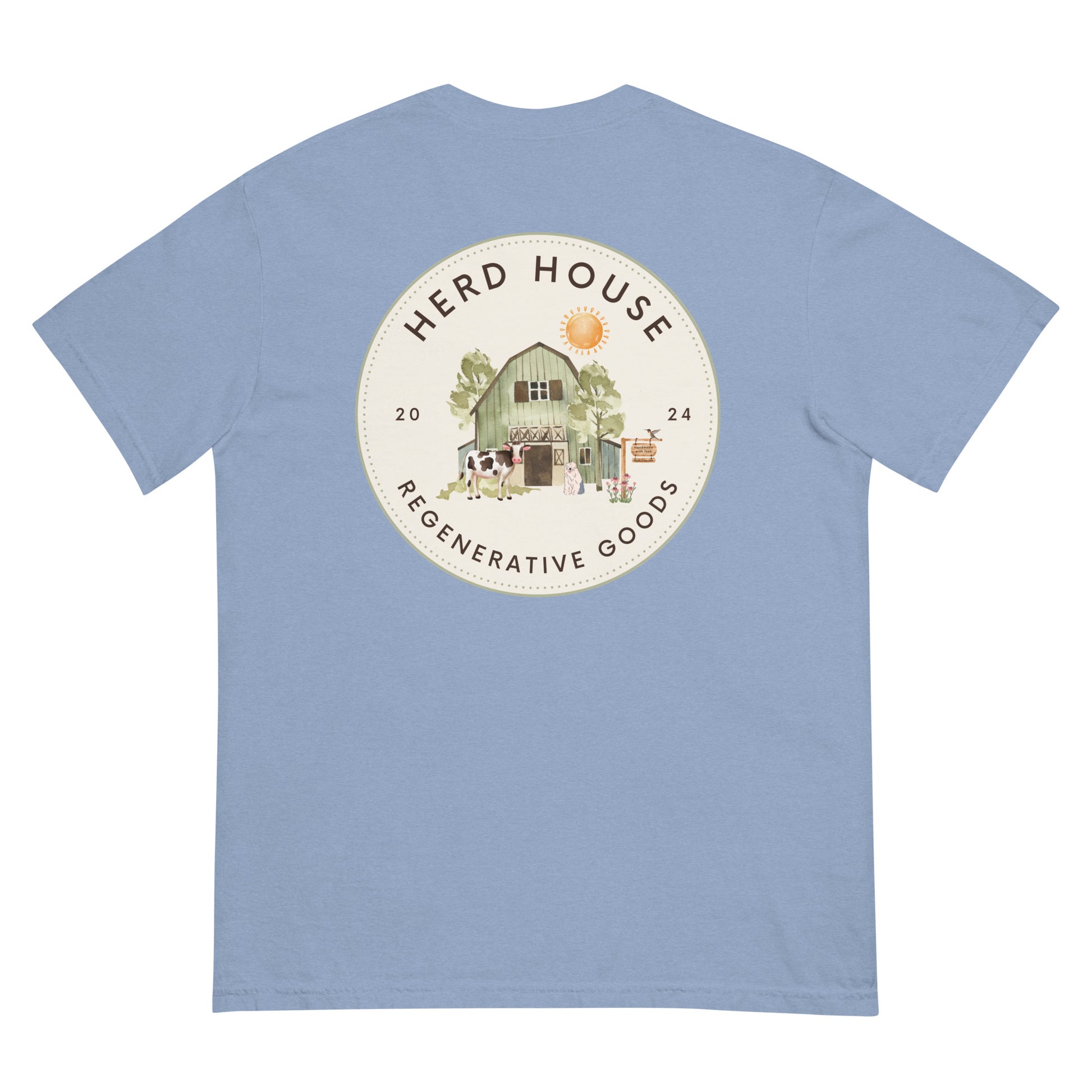 Herd House comfort colors blue T-shirt made from 100% cotton with a classic unisex fit