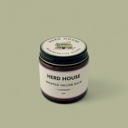 Regenerative whipped tallow balm made with grass-fed beef tallow for nourishing dry, sensitive skin.